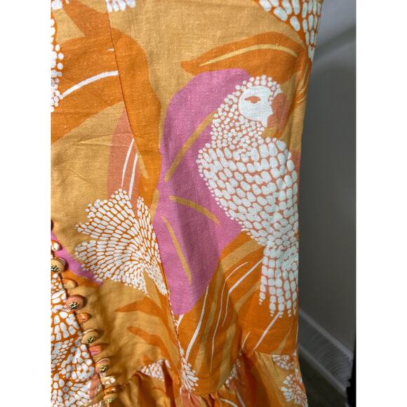 Farm Rio Linen Blend Strapless Drop-Waist Maxi Dress size M medium - Picture 5 of 8